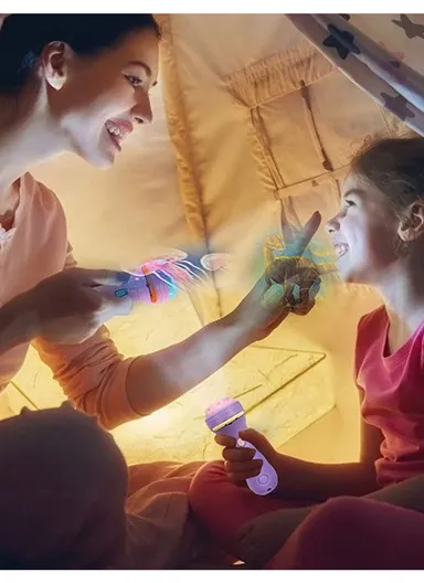 Flashlight Projector Torch Lamp Toy Cute Cartoon Creativity Toy Torch Lamp Flashlight Projector Toy Baby - Pink