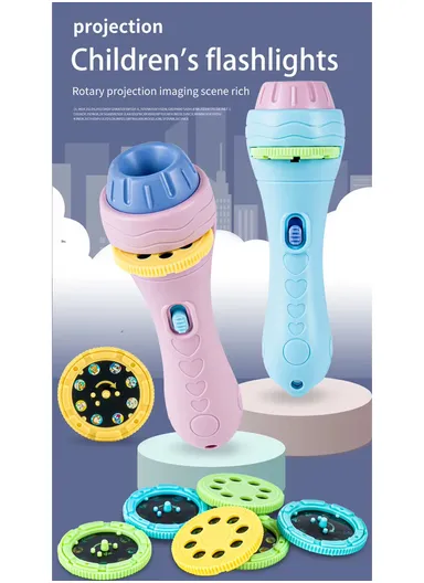 Flashlight Projector Torch Lamp Toy Cute Cartoon Creativity Toy Torch Lamp Flashlight Projector Toy Baby - Pink