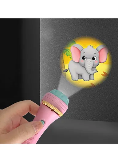 Flashlight Projector Torch Lamp Toy Cute Cartoon Creativity Toy Torch Lamp Flashlight Projector Toy Baby - Pink