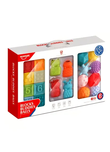 Soft rubber blocks textured ball soft 3 in 1 baby sensory toys Early Education Preschool