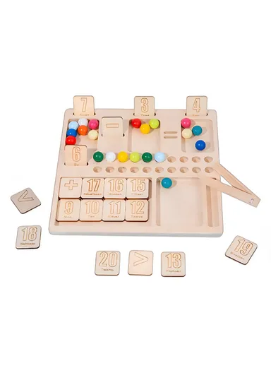Montessori Wooden Math counting, Clip Beads game Early Educational