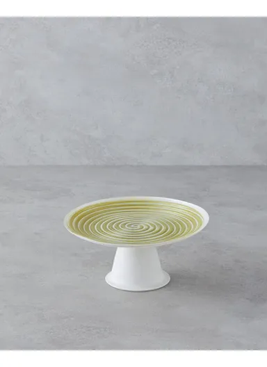 Swirly Glass Cake Stand 21 cm Green