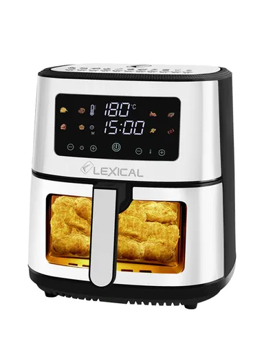 1600W 9L Visual Window Multifunction Touch Control Air Fryer With Anti-Burning Pan, LED Display, Temperature Control, Overheat protection, 8 Presets &amp; Auto Shutoff LAF-3057