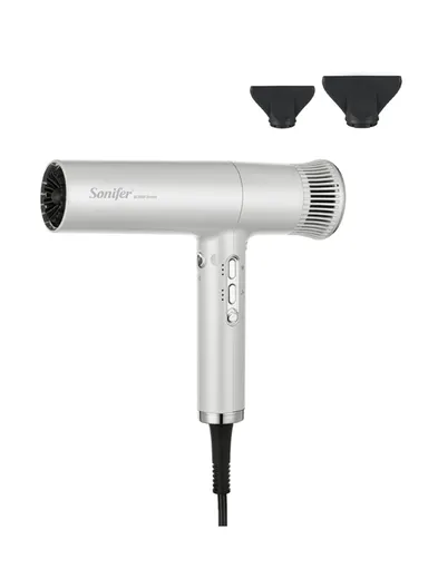 1600W 3 Heat Settings Electric Hair Dryer With 2 Concentrated Nozzle SF-9685A - White
