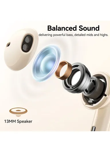 True Wireless BT Earbuds 13mm Driver ENC Noise Cancellation Waterproof Earphones Jpods JR-PB3 - Beige