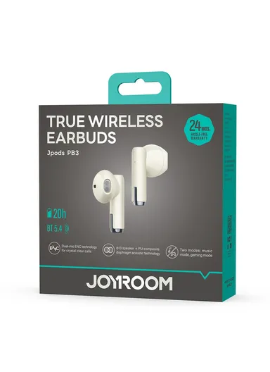 True Wireless BT Earbuds 13mm Driver ENC Noise Cancellation Waterproof Earphones Jpods JR-PB3 - Beige
