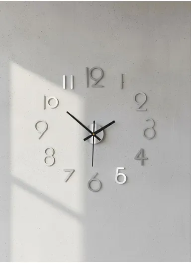 120cm 3D DIY Frameless Wall Clock with Classic Ticking Clock Movement – Silver