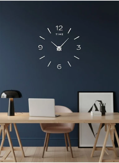 120cm Decorative 3D DIY Wall Clock, Frameless Layout with Classic Timekeeping Movement – Silver