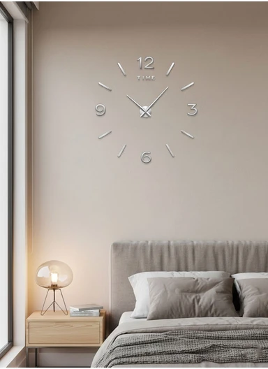 120cm Decorative 3D DIY Wall Clock, Frameless Layout with Classic Timekeeping Movement – Silver