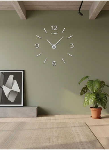 120cm Decorative 3D DIY Wall Clock, Frameless Layout with Classic Timekeeping Movement – Silver