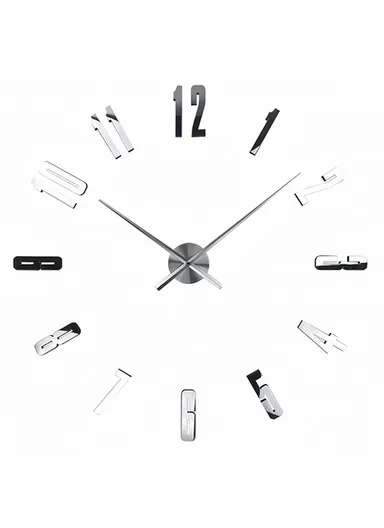 120cm 3D DIY Frameless Wall Clock with Classic Ticking Clock Movement – Silver
