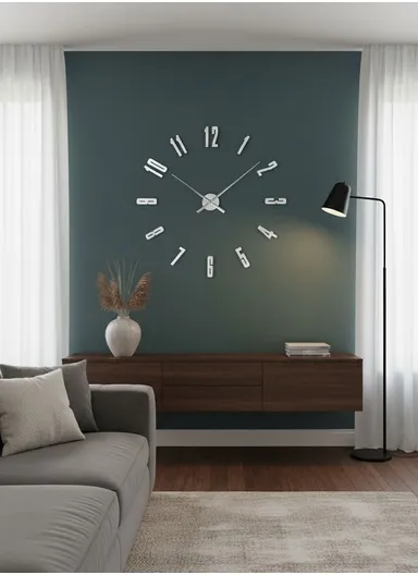120cm 3D DIY Frameless Wall Clock with Classic Ticking Clock Movement – Silver