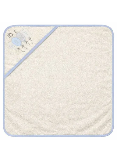 Cotton Hooded Baby Towel (L80 x W80)cm - White &amp; Blue