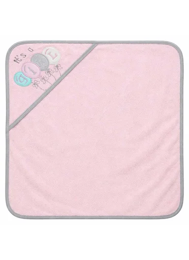 Cotton Hooded Baby Towel (L80 x W80)cm - Grey &amp; Pink