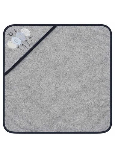 Cotton Hooded Baby Towel (L80 x W80)cm - Grey &amp; Black