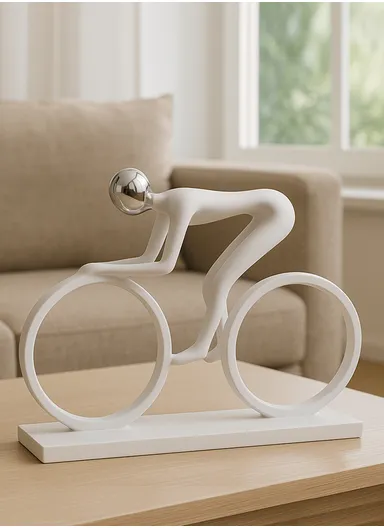 Modern Abstract Cyclist Figurine Resin Sports Hobby Decor 7231 - White