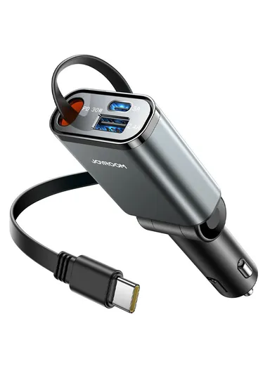 3-in-1 Retractable Car Charger JR-CCL07 - Dark Grey