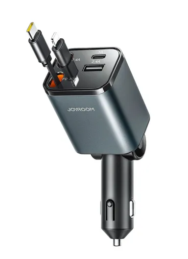 4-in-1 Retractable Car Charger JR-CCL05 - Dark Grey