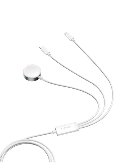 S-IW008 3-in-1 iP Watch Magnetic Charger + Lightning + Type-C Cable (USB-A) 1.2m - White