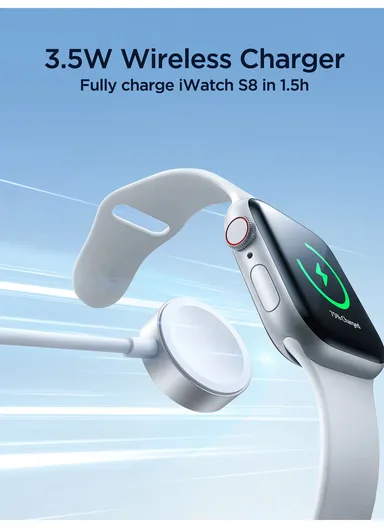 S-IW007 3-in-1 iP Watch Magnetic Charger + Dual Lightning Cable (USB-A) 1.2m - White
