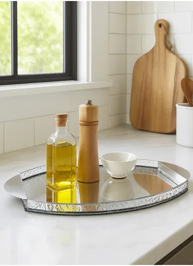 Mirrored Decorative Tray with Ornate Sides WX-S158 - L