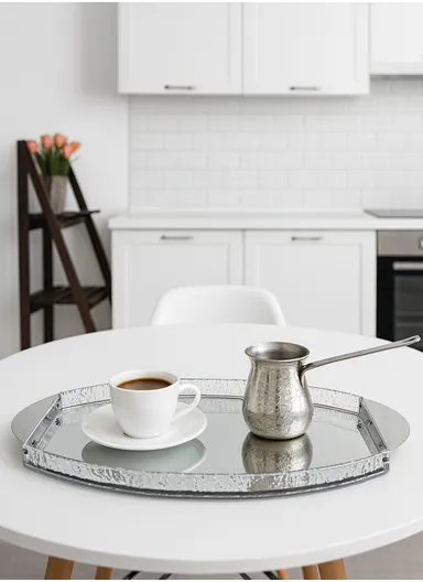 Mirrored Decorative Tray with Ornate Sides WX-S158 - L