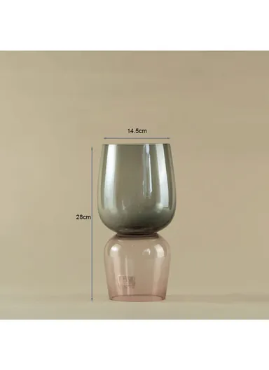 Two-Tone Transparent Glass Vase Modern Decorative Flower Holder 12087