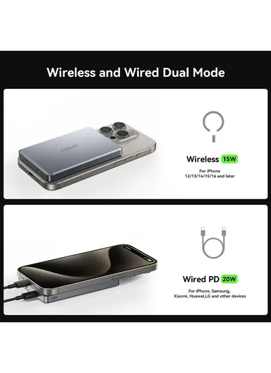 20W 10000mAh Magnetic Wireless Power Bank Ultra-Thin External Battery JR-PBM08 Pro