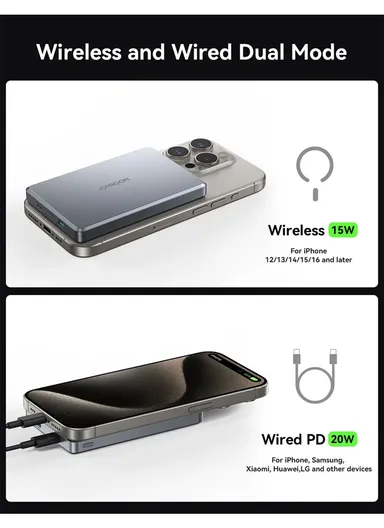 20W 10000mAh Magnetic Wireless Power Bank Ultra-Thin External Battery JR-PBM08 Pro - Space Grey