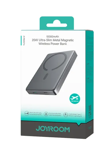 20W 10000mAh Magnetic Wireless Power Bank Ultra-Thin External Battery JR-PBM08 Pro - Space Grey