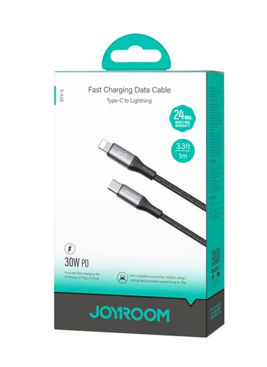 30W 1m Flash Series Fast Charging Data Cable Type-C to Lightning S-A28 - Black