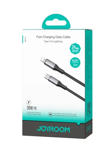 30W 2m Flash Series Fast Charging Data Cable Type-C to Lightning S-A28 - Black