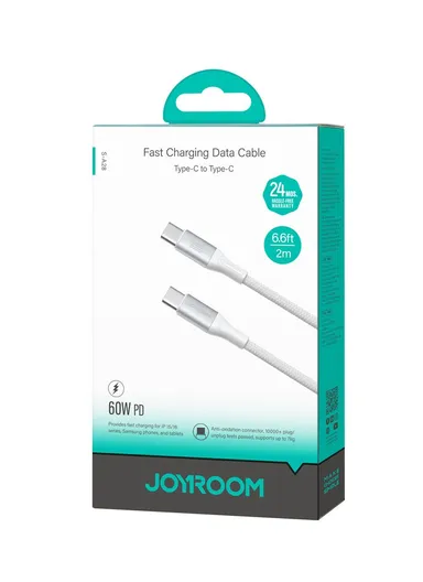 60W 2m Flash Series Fast Charging Data Cable Type-C to Type-C S-A28 - White