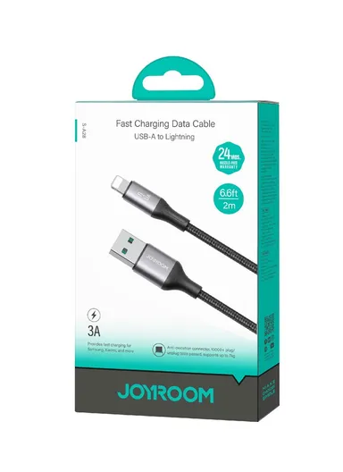 2m Flash Series 3A Fast Charging Data Cable USB-A to Lightning S-A28 - Black