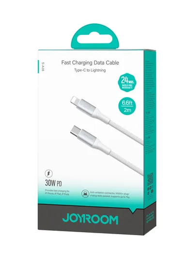 30W 2m Flash Series Fast Charging Data Cable Type-C to Lightning S-A28 - White