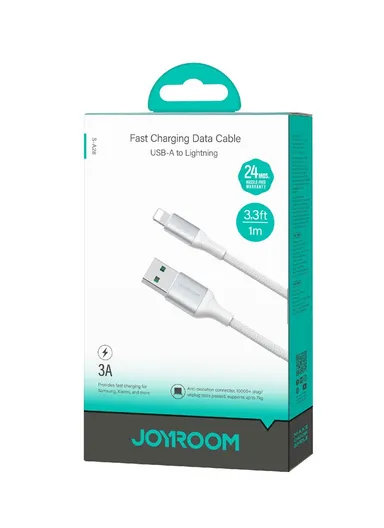 1m Flash Series 3A Fast Charging Data Cable USB-A to Lightning S-A28 - White