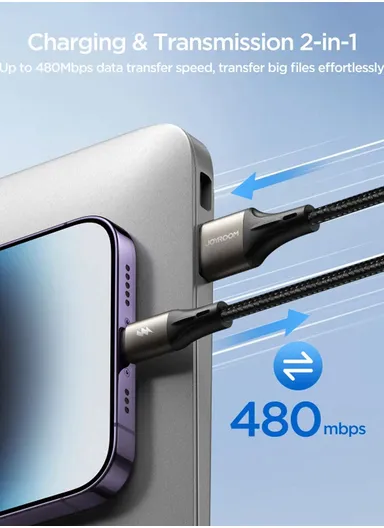 1m Flash Series 3A Fast Charging Data Cable USB-A to Lightning S-A28 - Black