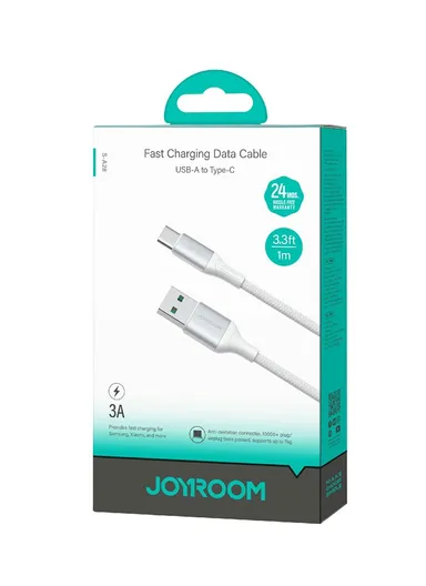 1m Flash Series 3A Fast Charging Data Cable USB-A to Type-C S-A28 - White