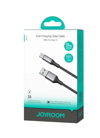 2m Flash Series 3A Fast Charging Data Cable USB-A to Type-C S-A28 - Black