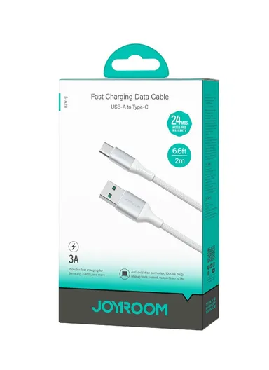 2m Flash Series 3A Fast Charging Data Cable USB-A to Type-C S-A28 - White