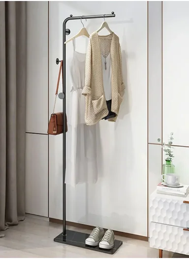 Metal Clothes Rack with 3 Hooks &amp; Slate Base For Living Room &amp; Bedroom (L25 x W45 x H170)cm - White
