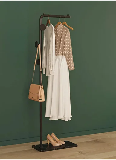 Metal Clothes Rack with 3 Hooks &amp; Slate Base For Living Room &amp; Bedroom (L25 x W45 x H170)cm - White