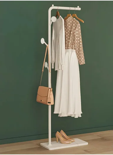 Metal Clothes Rack with 3 Hooks &amp; Slate Base For Living Room &amp; Bedroom (L25 x W45 x H170)cm - White