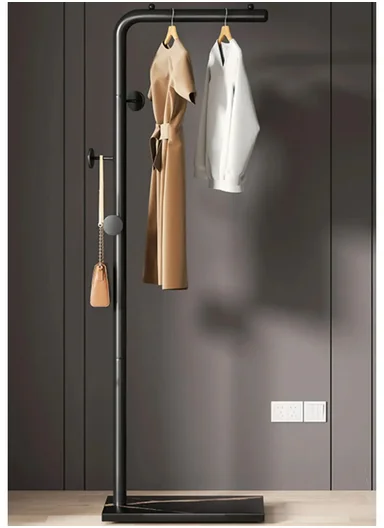 Metal Clothes Rack with 3 Hooks &amp; Slate Base For Living Room &amp; Bedroom (L25 x W45 x H170)cm - Gold
