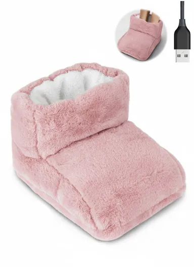 USB Electric Heated Foot Warmers, Soft Heated Boots,Fast Heating Overheating Protection for Men &amp; Women - Pink