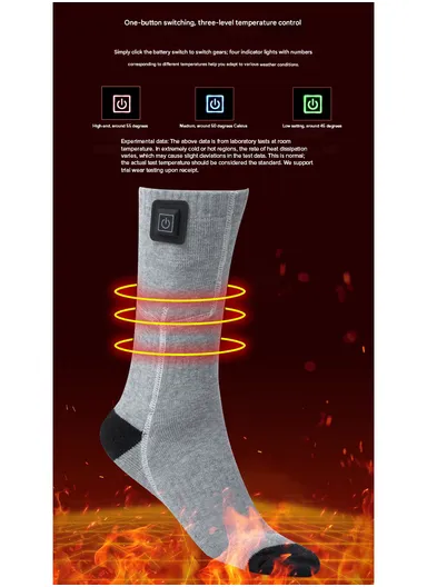 Heated Thermal Socks with Adjustable Temperature Control WITH USB POWER CABLE