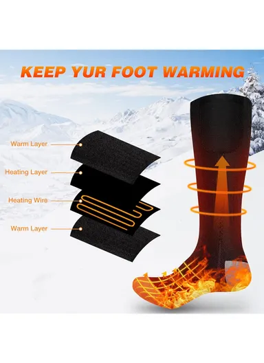 Heated Thermal Socks with Adjustable Temperature Control WITH USB POWER CABLE