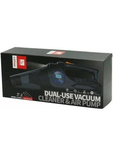 DUAL-USE CORDED VACUUM CLEANER AND TIRE INFLATOR: 12V Car High-Power Vacuum Cleaner with Digital Car Air Compressor, Portable Auto Cleaner with Washable Filter C1859-1