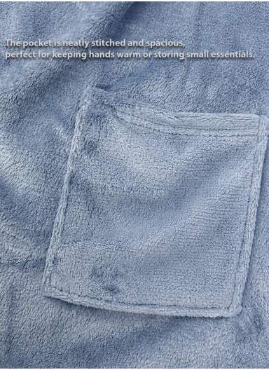 Adjustable Wearable Bath Towel Wrap With Pocket - Blue