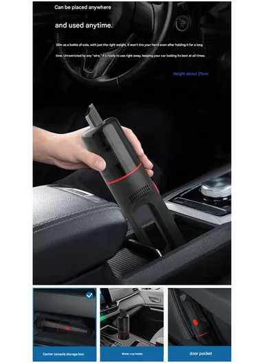 12V 5000Pa Portable Strong Suction Handheld Car Wired Vacuum with Extended Nozzle – C3089-1
